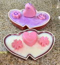 Candle in Pottery Hearts Tray