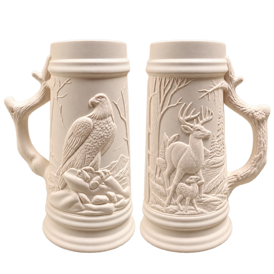 Wildlife Beer Stein - Unpainted Ceramic Bisque - Deer or Eagles
