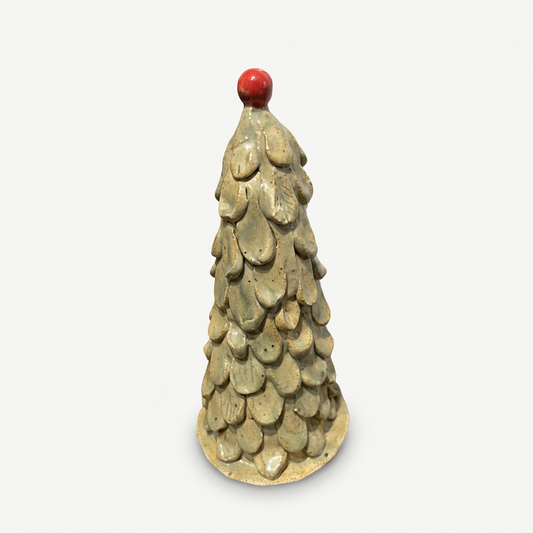 Red-topped ceramic tree on soft white
